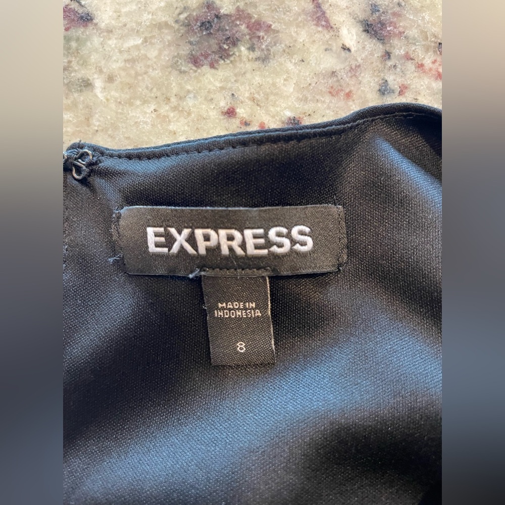Express Black chiffon Mini skater Dress size 8 - Picture 5 of 8